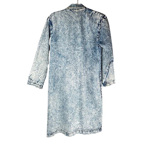 Vintage Mizz Lizz 80s Acid Wash distressed Denim trench coat womens Medium - Picture 2 of 7